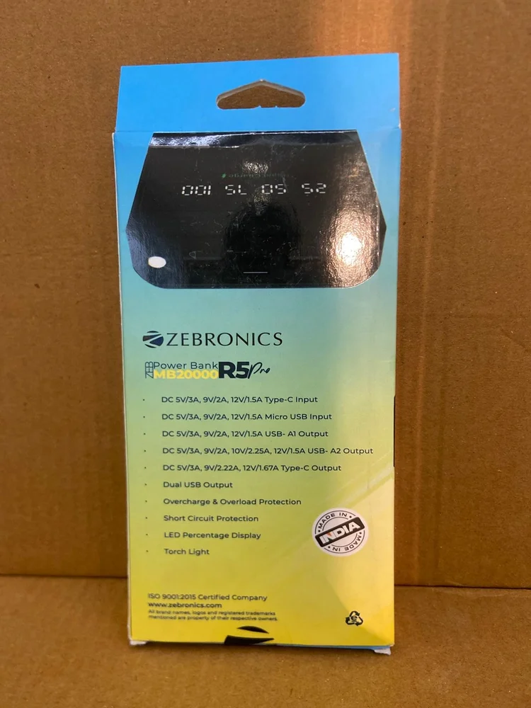 MB 20000 R5 Pro Zebronics Power Bank (Sealed pack) - Image 2