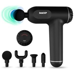 beatXP Bolt Deep Tissue Massage Gun | Percussion Muscle Massager for Full Body Pain Relief of Neck, Shoulder, Back, Foot for Men & Women Up to 1 Year Warranty by beatXP (Black) (Open box  new)