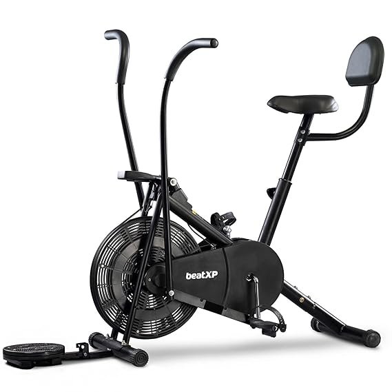 beatXP Vortex Active Air Bike Exercise Cycle for Home | Gym Cycle for Workout with Adjustable Cushioned Seat | Moving Handles - 4M Airbike (Open Box New)