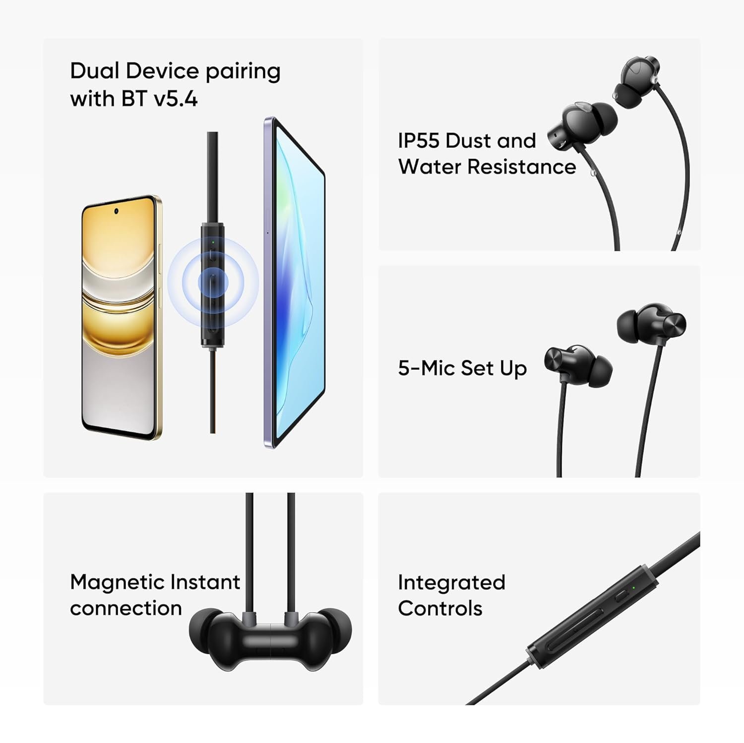 realme Buds Wireless 5 ANC in Ear Bluetooth Headphones,50dB ANC, 13.6mm Dynamic Bass Driver,360° Spatial Audio,45ms Low Latency,Upto 38hrs Playback,IP55 Rating,Dual Device Connection -Midnight Black (Open Box New) - Image 4