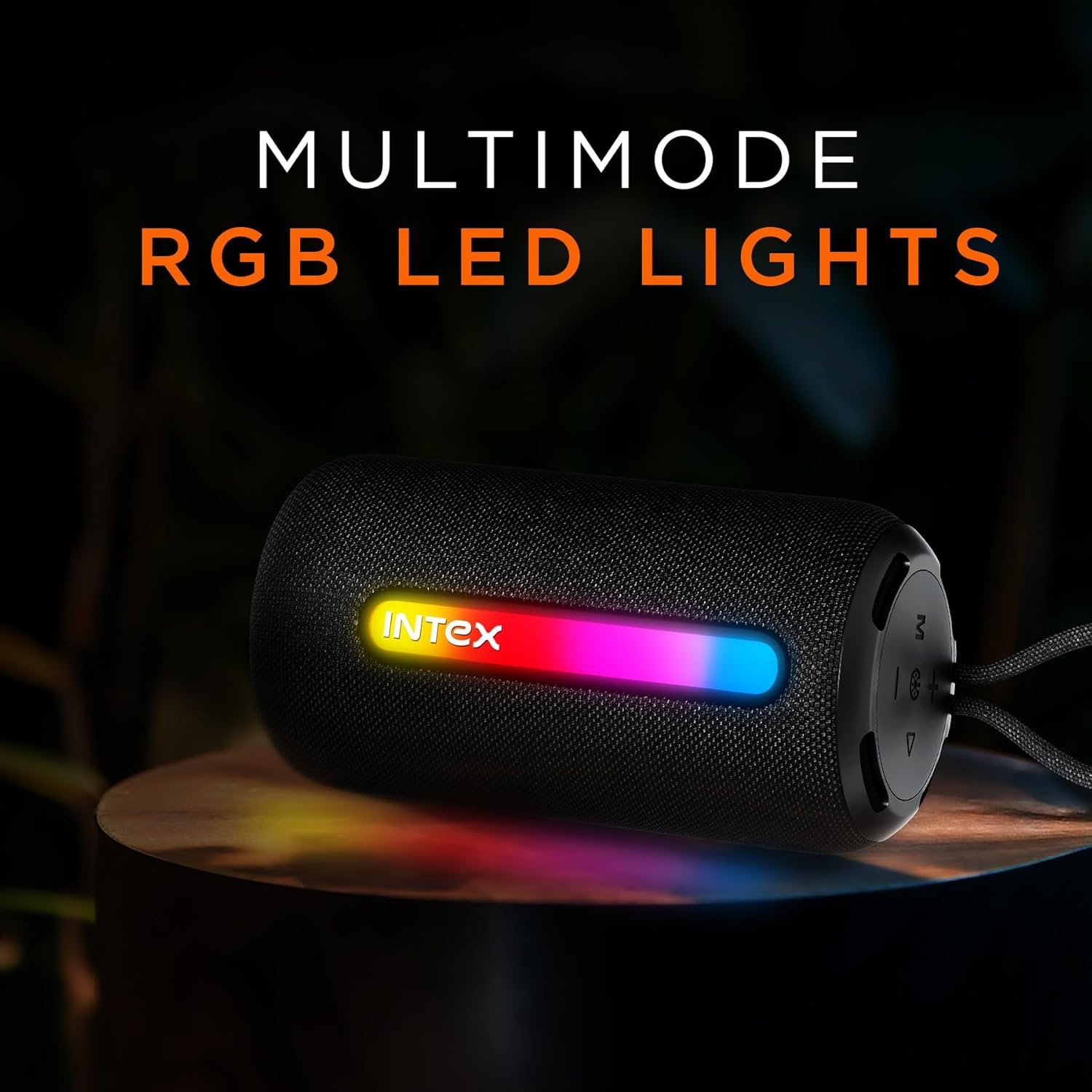 Intex Beast 10X Newly Launched Bluetooth Speaker | 360° Iconic Surround Sound | Rhythmic RGB LED Light | TWS Feature | Type-C Fast Charging | Upto 5 Hrs Playback | BT 5. for Party & Travel - Black (Open Box New) - Image 5