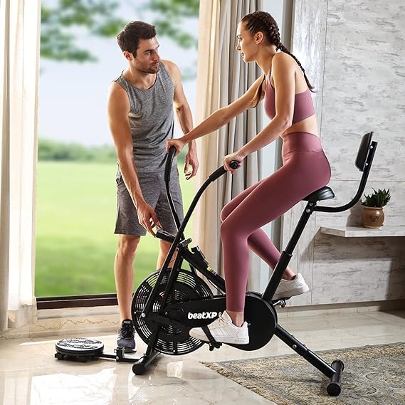 beatXP Vortex Active Air Bike Exercise Cycle for Home | Gym Cycle for Workout with Adjustable Cushioned Seat | Moving Handles - 4M Airbike (Open Box New) - Image 6
