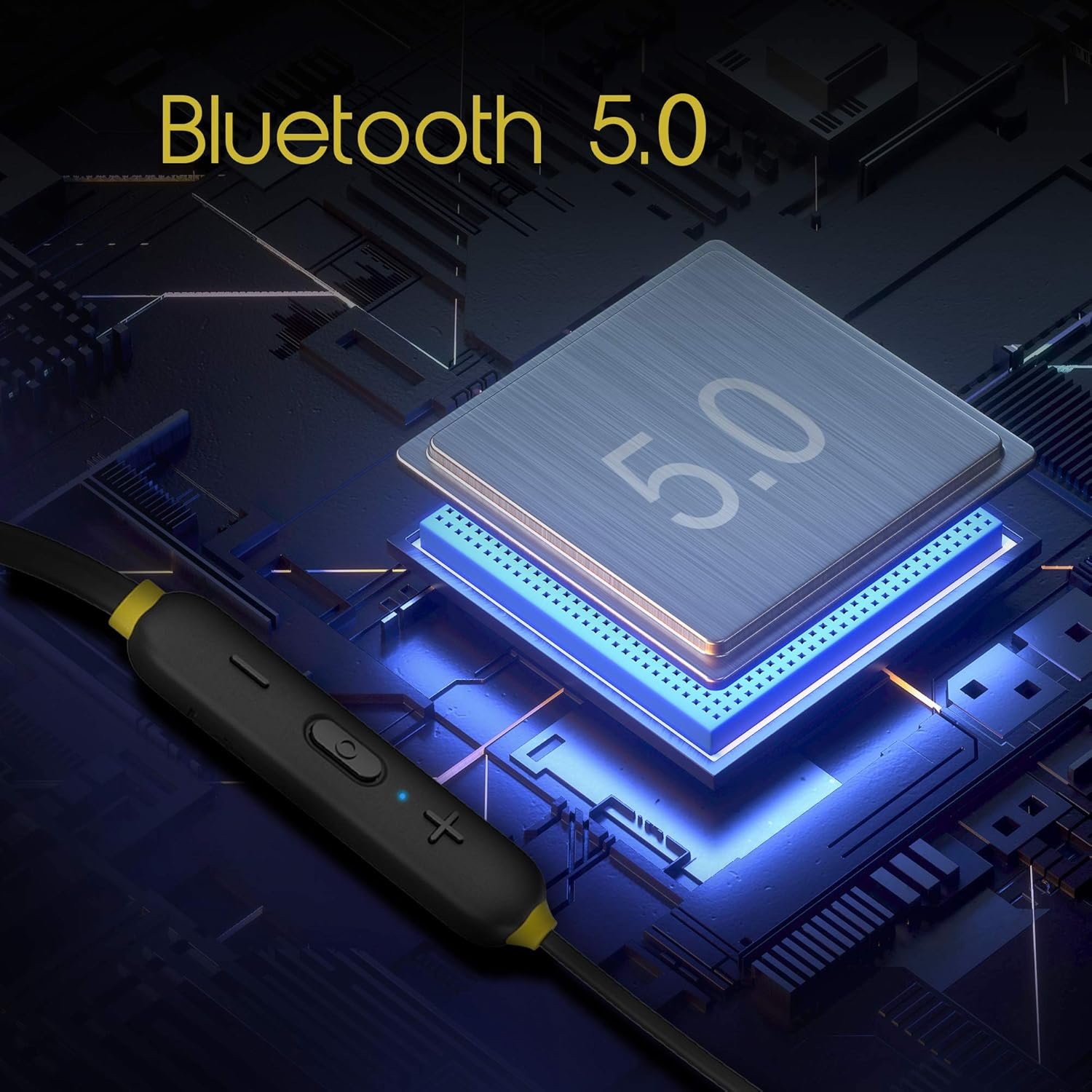 Infinity - JBL Glide 120, in Ear Wireless Earphones with Mic, Deep Bass, Dual Equalizer, 12mm Drivers, Premium Metal Earbuds, Comfortable Flex Neckband, Bluetooth 5.0, IPX5 Sweatproof - Black & Yellow (Open Box New) - Image 5