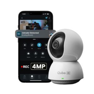 Qubo Smart 360° 4MP [Ultra 2K] Wi-Fi Security Camera by Hero Group | Indoor CCTV Cam for Home | AI Person Detection | Auto-Alarm | App Alerts | NightPulse Vision | SD&Cloud Storage | Made in India (Open Box New)