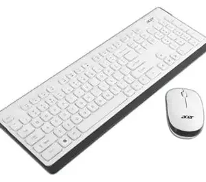 Acer Wireless Keyboard & Mouse Combo with Attractive Durable Design, 2.4GHz Nano Receiver, 10m Range, Indian Rupee Key Code, 1600 DPI, 10M Keystrokes Life for Microsoft Windows and Mac OS - White/Grey, (Open Box New)