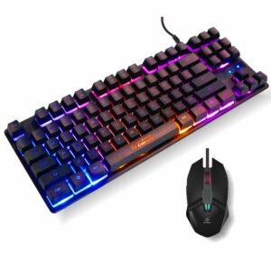 RPM Euro Games Gaming USB Keyboard and Mouse Combo | Keyboard - 87 Keys, Backlit, Space Saving Design | Mouse - Upto 3200 DPI, 6 Buttons, Rainbox Backlit (Open Box New)