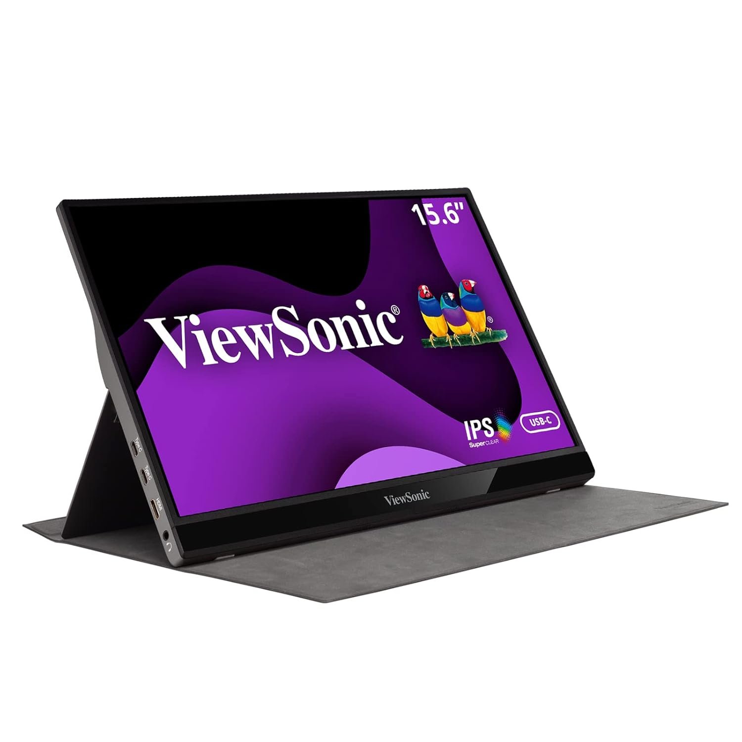 ViewSonic VG1655 16-Inch (40.6 cm) Portable Monitor, FHD 1080p, USB-C, Ultra-Slim 6.9mm, 810g, Bezel-Less, Premium Metallic Design, Compatible with Laptop, Tablet & Mobile (Open Box New)