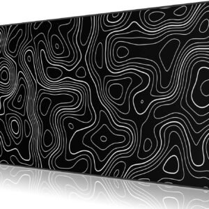Gaming Mouse Pad XXL, 900 x 400MM Extended Large Mousepad,Big Computer Keyboard Desk Pad, Waterproof Mouse Mat with Stitched Edges and Non-Slip Base for Office Home Gaming (Black line)