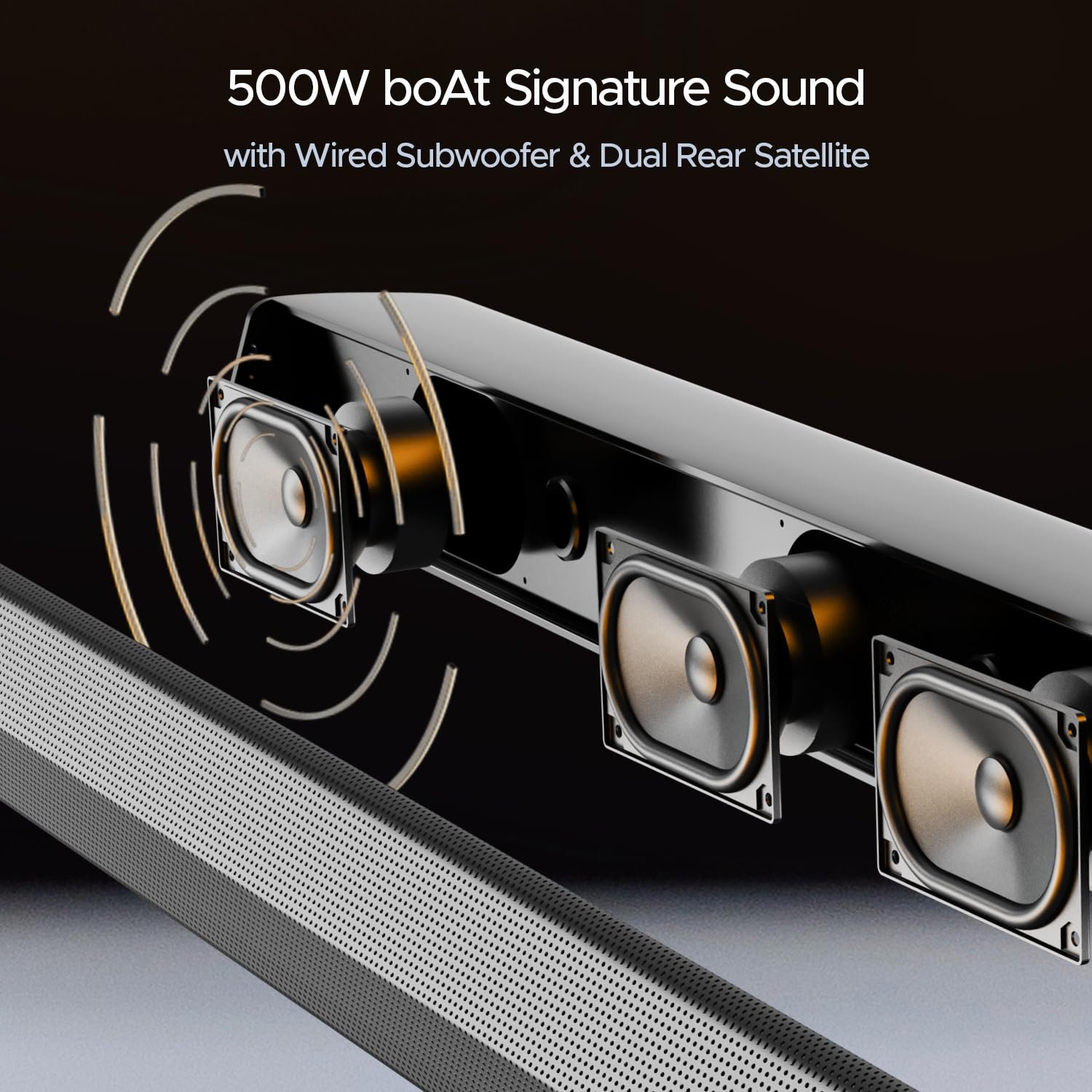 Boat Aavante Bar 3600/3500, 500W Signature Sound,5.1CH, Wall Mountable Design, Bass & Treble with Master Remote Control, Bluetooth Sound Bar, Home Theatre Soundbar Speaker - Premium Black (Open Box New) - Image 7