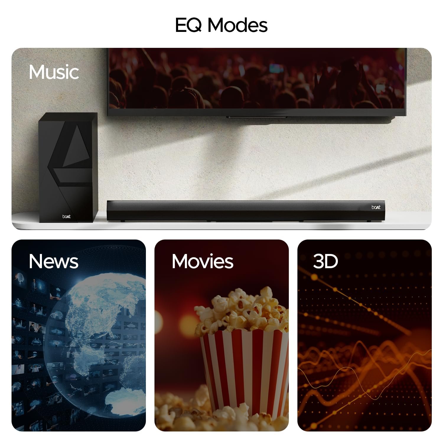 Boat Aavante Bar 3600/3500, 500W Signature Sound,5.1CH, Wall Mountable Design, Bass & Treble with Master Remote Control, Bluetooth Sound Bar, Home Theatre Soundbar Speaker - Premium Black (Open Box New) - Image 6