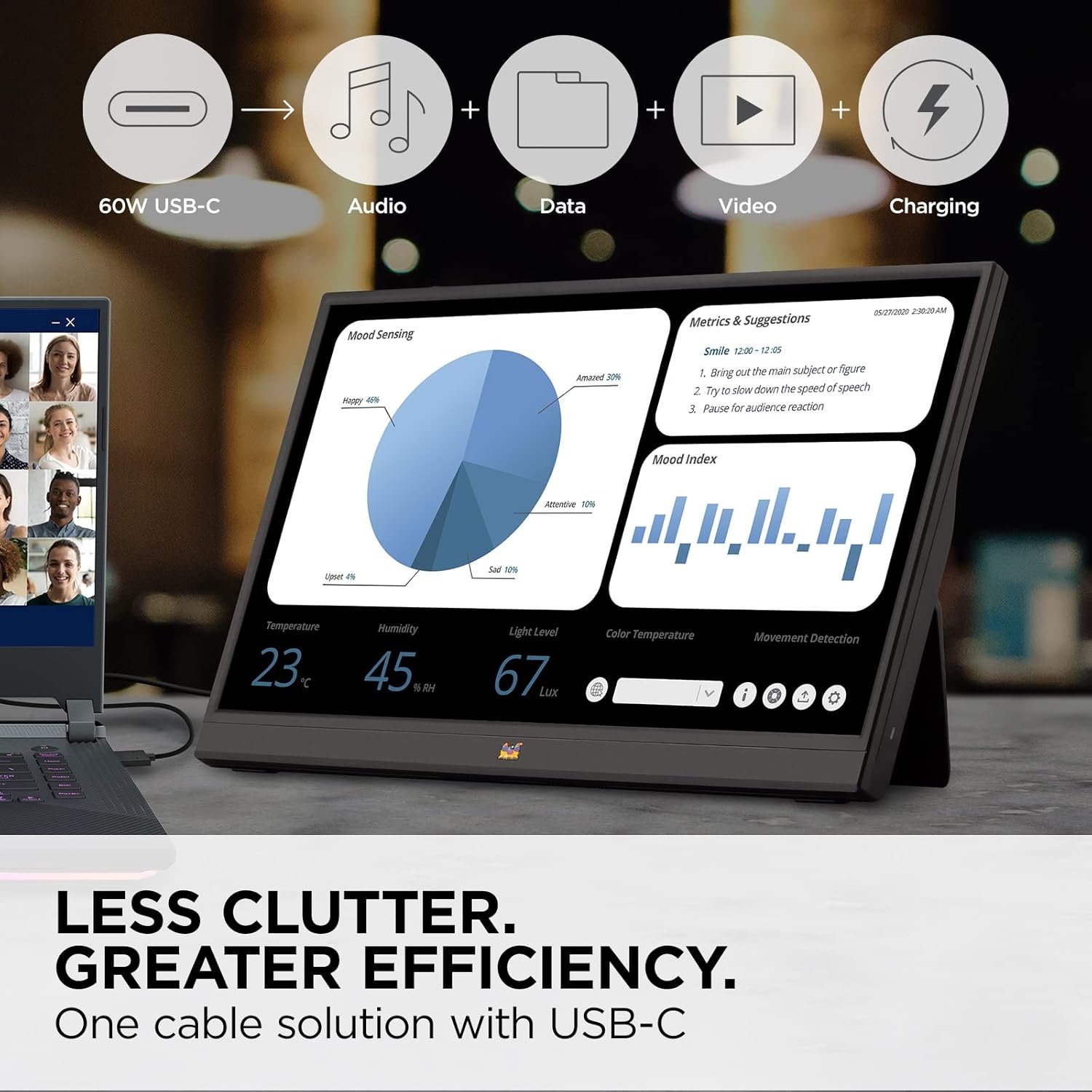 ViewSonic VA1655-3 16-inch (39.62 cm) Full HD 1080p IPS Portable Monitor | Ultra-Slim (1 cm) | Pivot & Tilt | Foldable Stand |Dual USB-C & Mini HDMI |Dual Speakers |Anti-Glare |Mac Compatible |Black (Open Box New) - Image 3