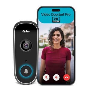 Qubo Smart Wi-Fi Video Doorbell Pro 2K from Hero Group | Instant Phone Visitor Video Call | Intruder Alarm | 3MP 1296P Resolution | 2-Way Talk | NightPulse Vision (Open Box New)