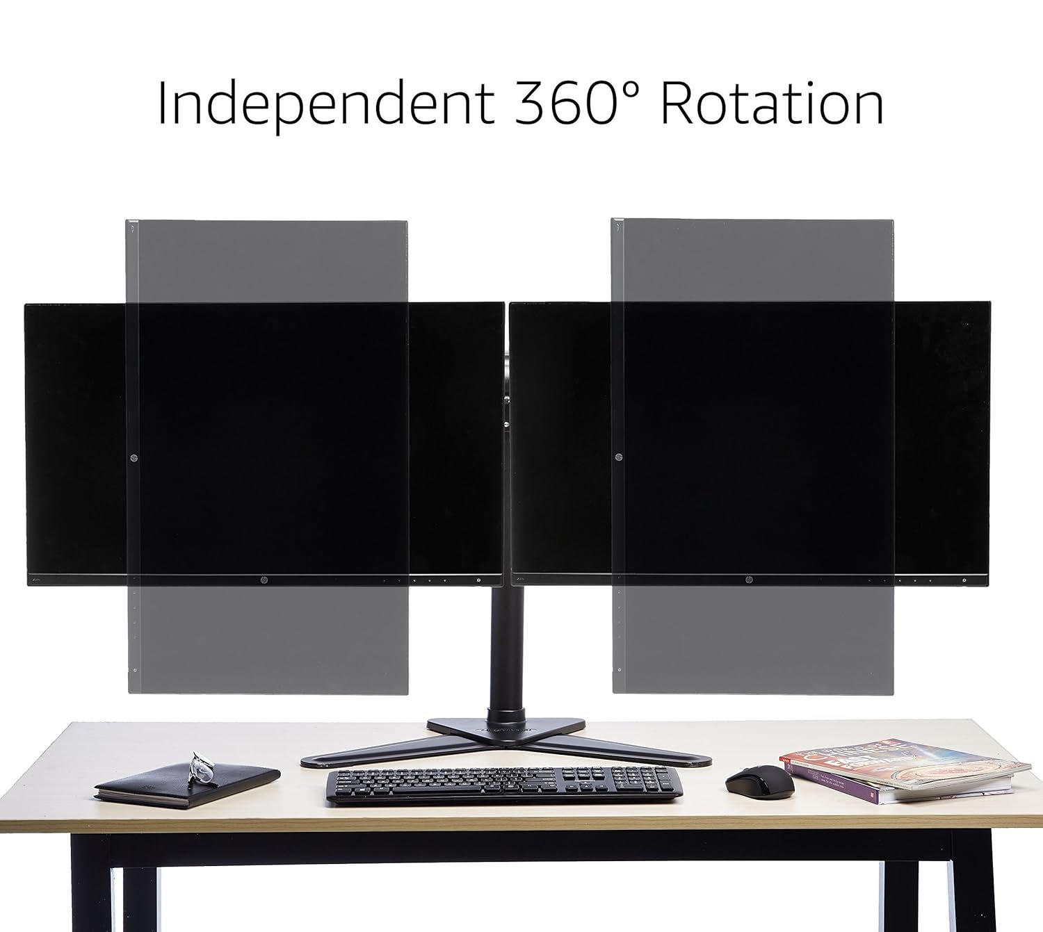 Amazon Basics Dual LCD Monitor Stand - Free Standing Mount, Steel (Open Box New) - Image 5