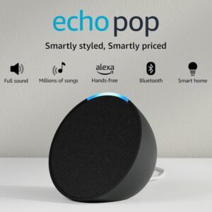 Amazon Echo Pop| Smart speaker with Alexa and Bluetooth| Full sound, balanced bass, crisp vocals| (Sealed pack)