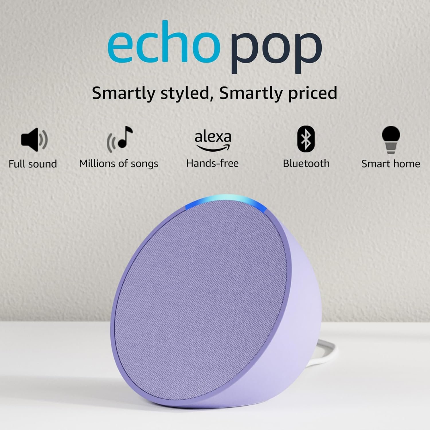 Amazon Echo Pop| Smart speaker with Alexa and Bluetooth|