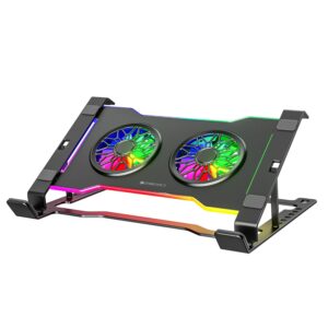 Zebronics NS5000 Laptop Metal Stand with Dual Fan,17inch , Multicolor Fan + Speed Controller