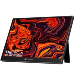 Zebronics 15.6” Portable Monitor, FHD 1080p, 60° Adjustable Stand, Built-in Speakers (Pixigo A16S) - Open box