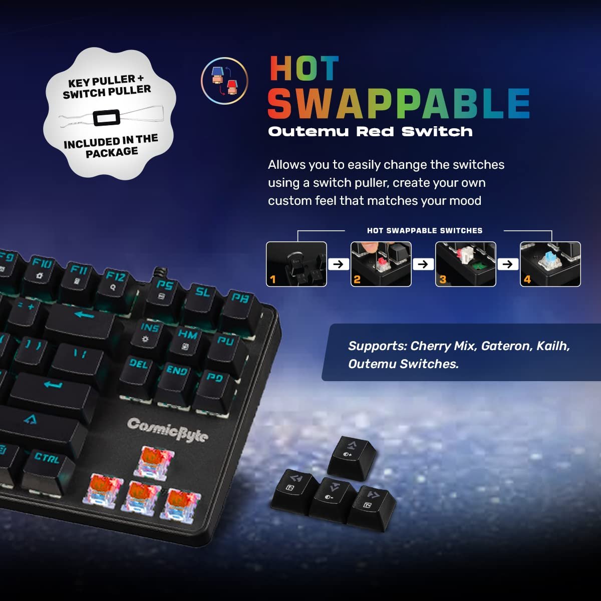 Cosmic Byte CB-GK-16 Firefly TKL Mechanical Gaming Keyboard - Open... - Image 2