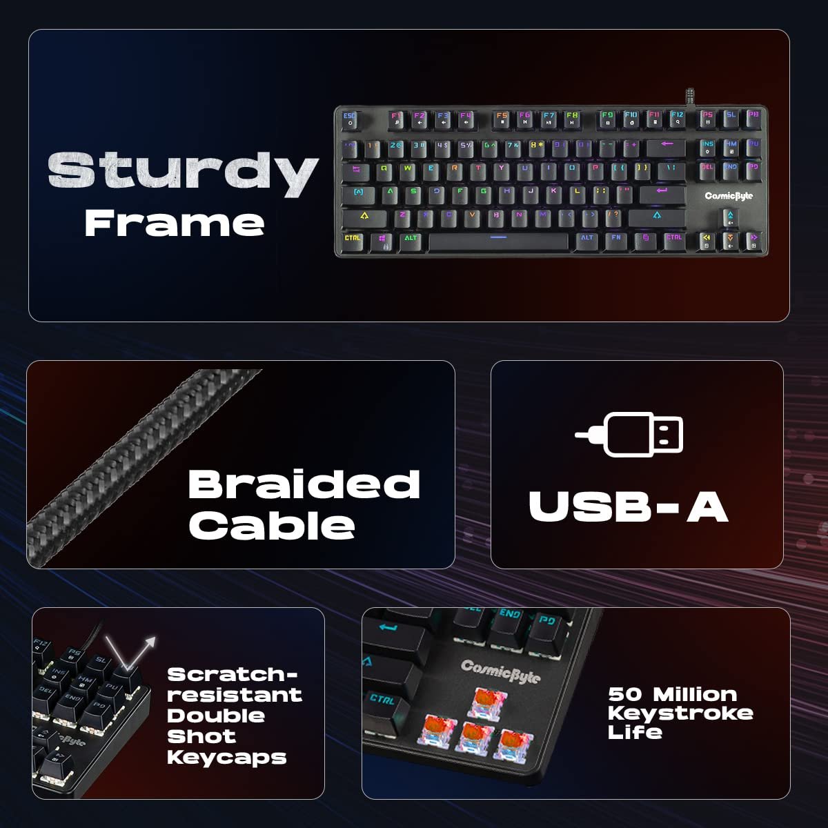Cosmic Byte CB-GK-16 Firefly TKL Mechanical Gaming Keyboard - Open... - Image 8