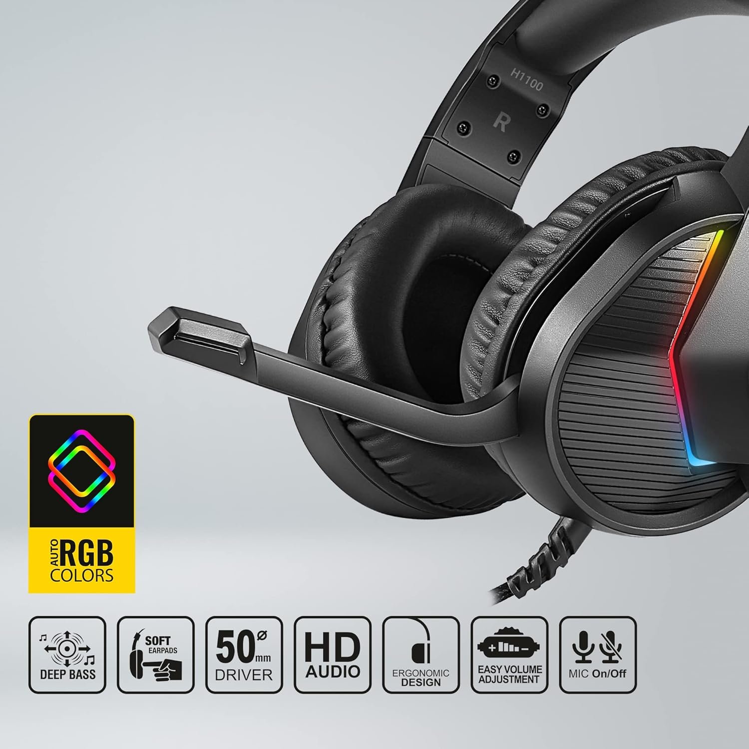 Ant Esports H1100 Pro RGB Wired Over Ear Gaming Headphones... - Image 6