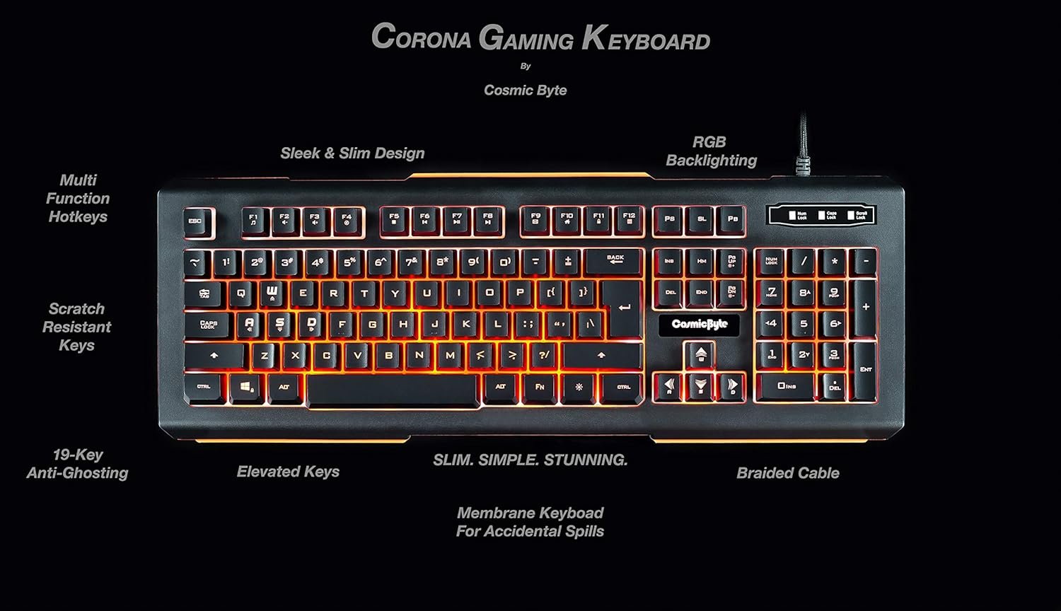 Cosmic Byte CB-GK-02 Corona Wired Gaming Keyboard, 7 Color RGB... - Image 6