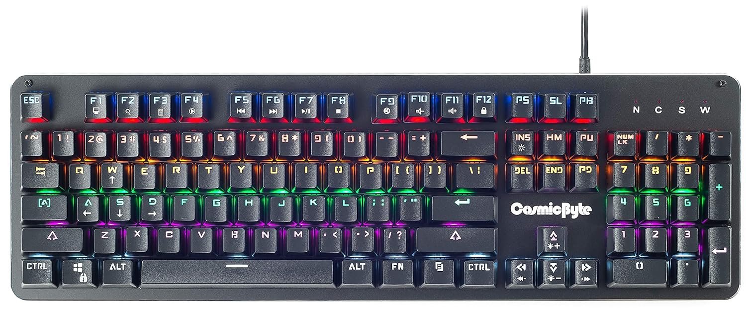 Cosmic Byte CB-GK-13 Neon Rainbow Backlit Mechanical Keyboard with Brown... - Image 2