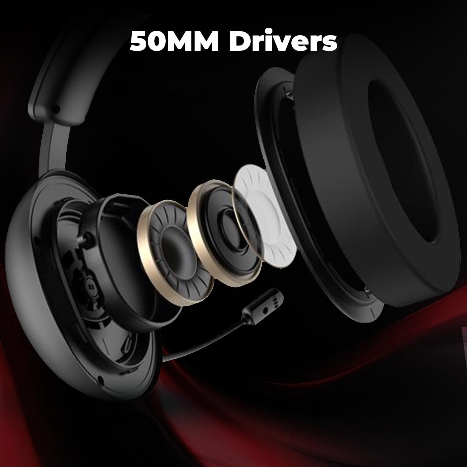 EvoFox Hyperion Gaming Headphones with Mic - Black, 50mm Drivers,... - Image 7
