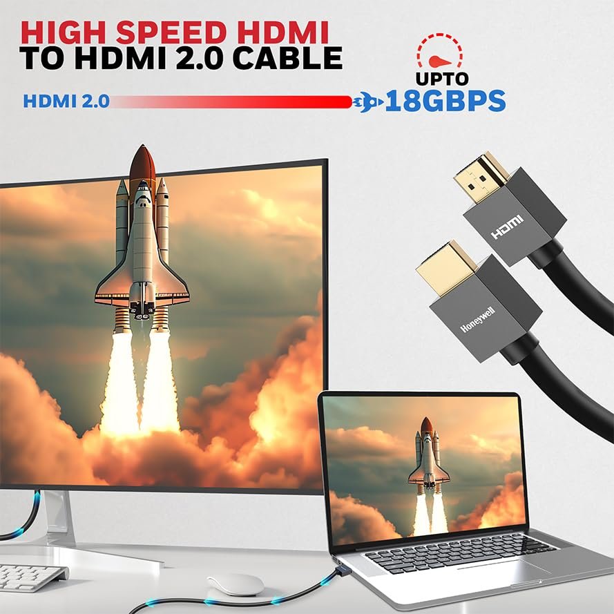 Honeywell HDMI Cable v2.0 with Ethernet, 3D/4K@60Hz Ultra HD Resolution,... - Image 3