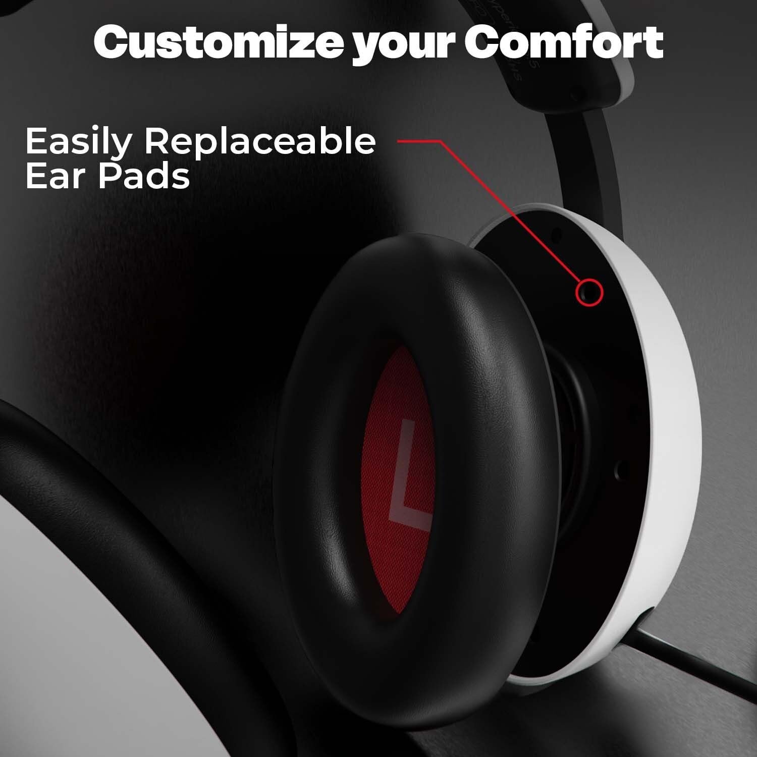 EvoFox Hyperion Gaming Headphones with Mic - White, 50mm Drivers,... - Image 5