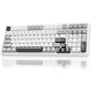 AULA F99 Wireless Mechanical Keyboard | Tri-Mode BT5.0/2.4GHz/USB-C (Gray White Graywood Switch) - Open box