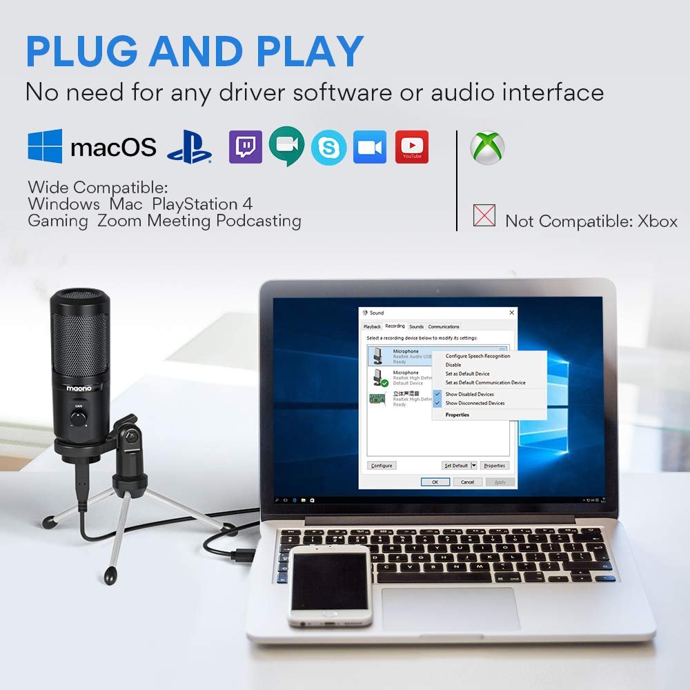 Maono AU-PM461TR USB Condenser Mic for PC and Singing, Recording... - Image 4