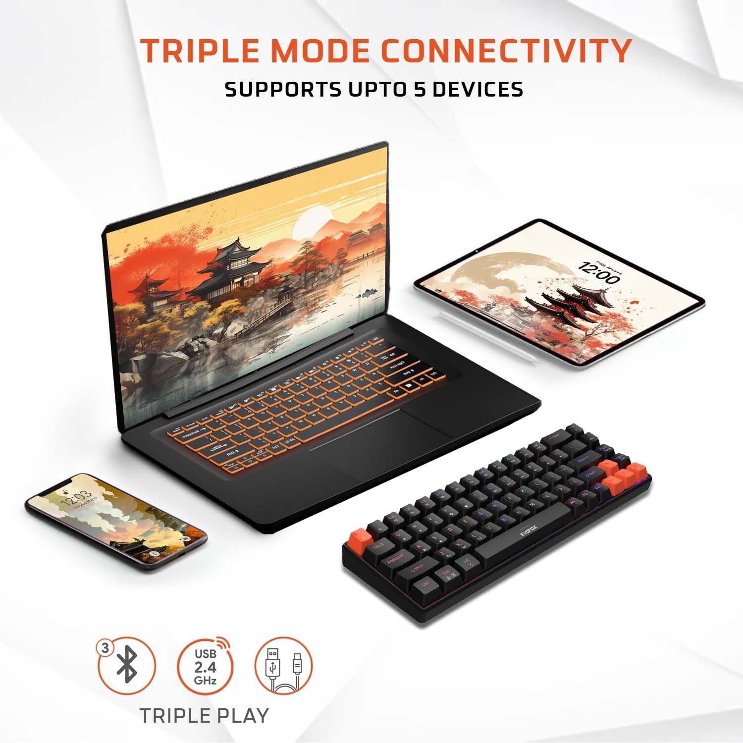 EvoFox Katana S Mini Mechanical Keyboards Wireless | Tri-Mode (3X... - Image 2