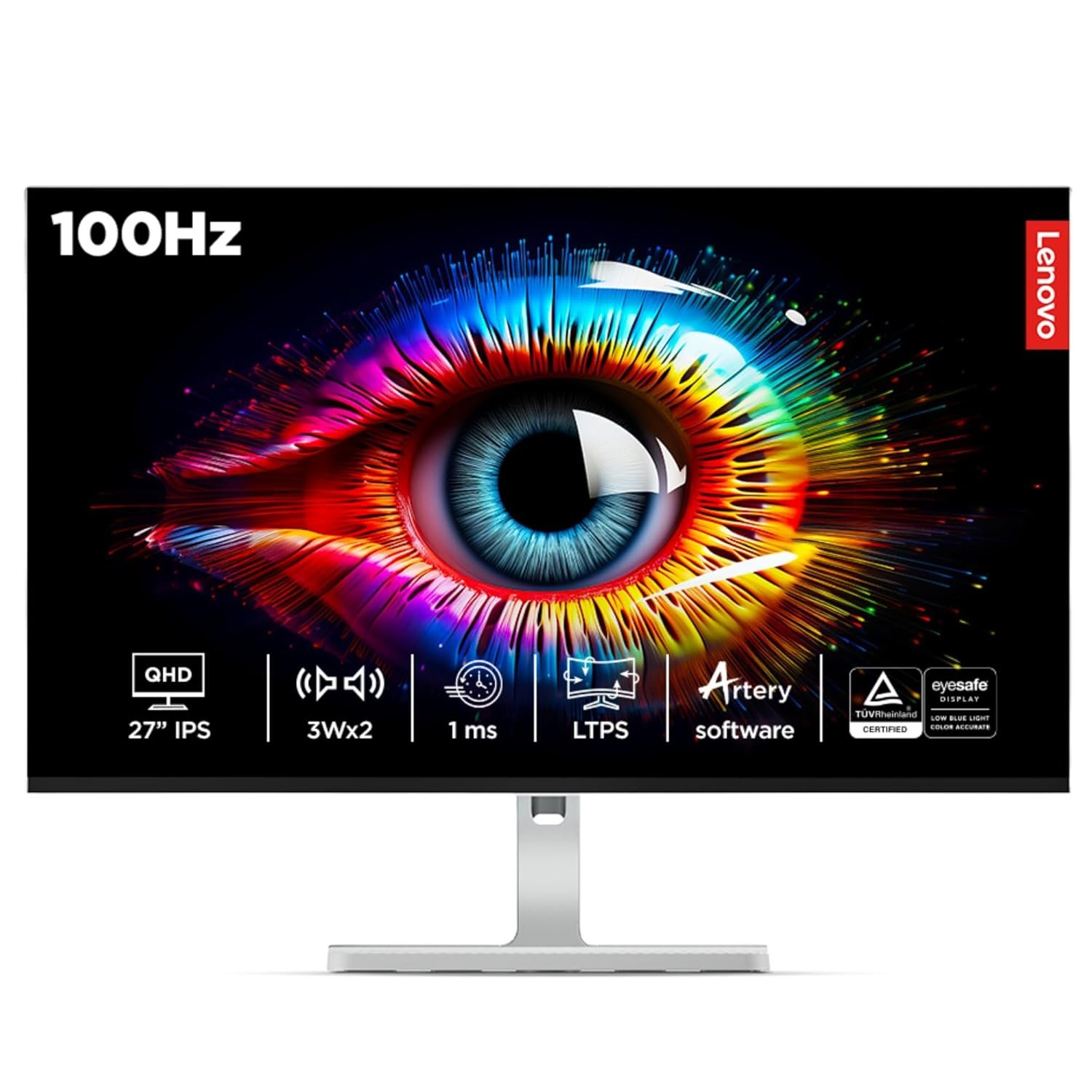 Lenovo L-Series 27-inch (68.5cm) QHD IPS Monitor| 100Hz, Speakers, Pivot...
