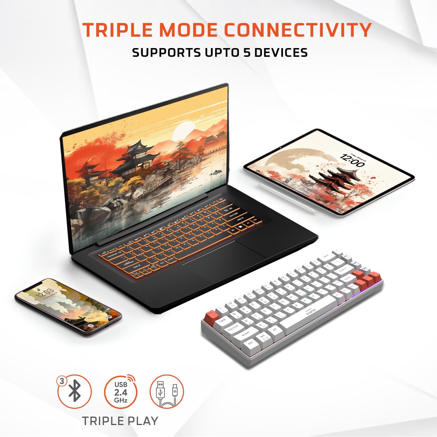 EvoFox Katana S Mini Mechanical Keyboards Wireless | Tri-Mode (3X... - Image 2