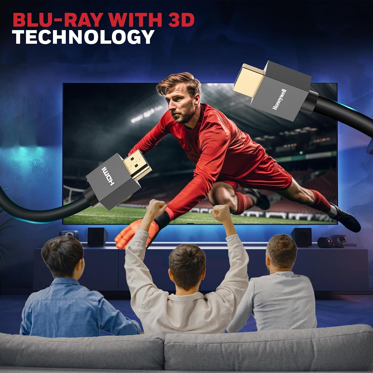 Honeywell HDMI Cable v2.0 with Ethernet, 3D/4K@60Hz Ultra HD Resolution,... - Image 5