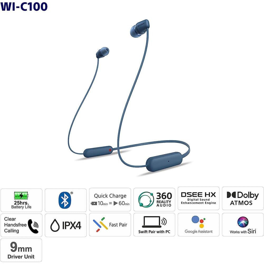 Sony WI-C100 Wireless Headphones with Customizable Equalizer for Deep Bass... - Image 5