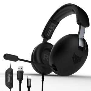 EvoFox Hyperion 7.1 Gaming Headphones with Mic - Black, 50mm Drivers, Wired (USB A + Type-C) - Open Box