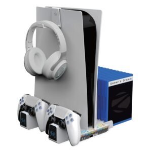 ZEBRONICS PS5SC,Vertical PS5 Docking Station, 5000RPM 3 Level Fan, 2X Dual Sense 3H Rapid Charging Dock, Headset Hanger - Open Box