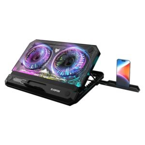 EvoFox Blizzard RGB Cooling Pad for Gaming Laptop with Transparent Upper Surface, 2 Large Fans, Additional USB Port for Laptops up to 43.18 cm (17 inches) - Open Box