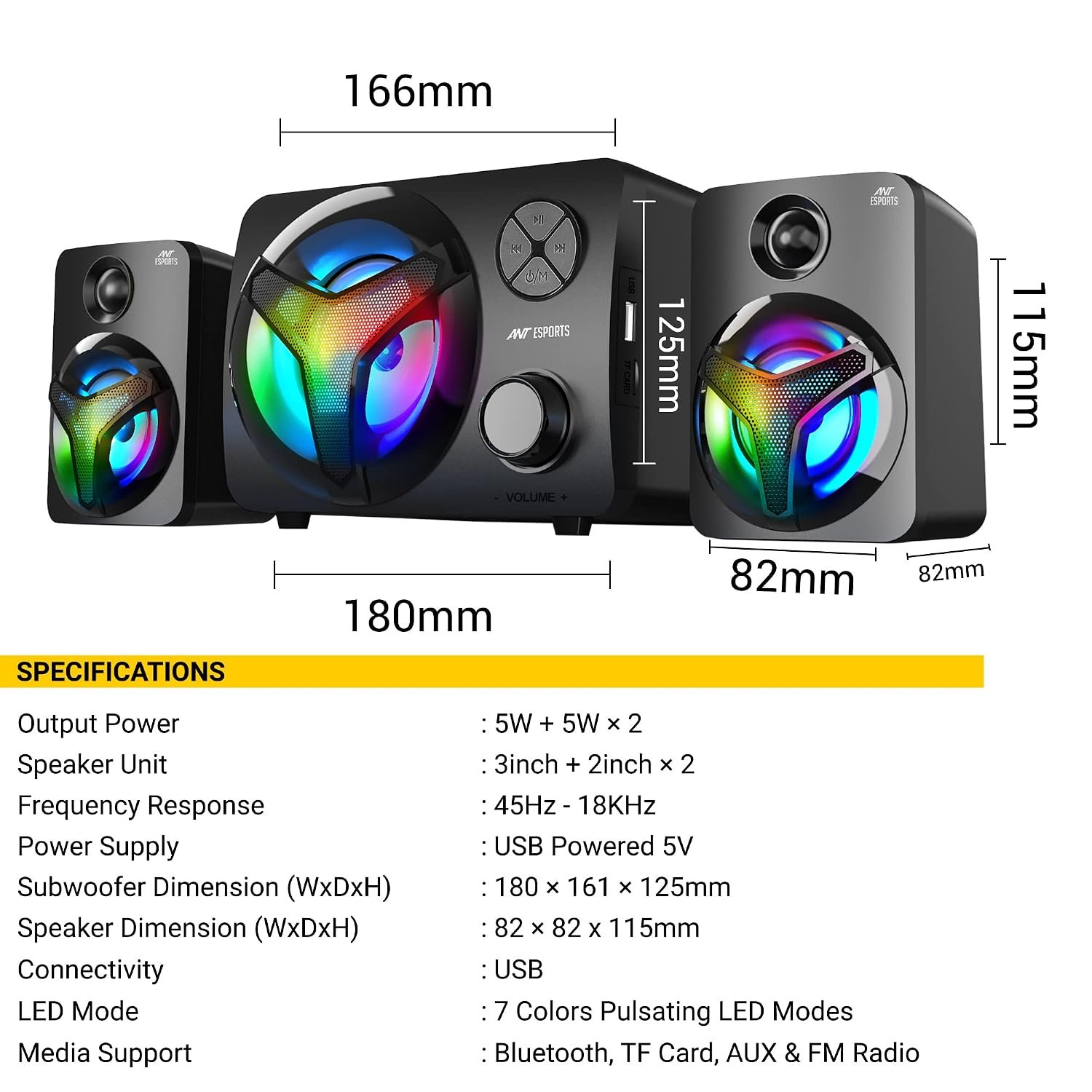 Ant Esports GS350 Pro 2.1 Gaming Speakers, 2 * 5W... - Image 7