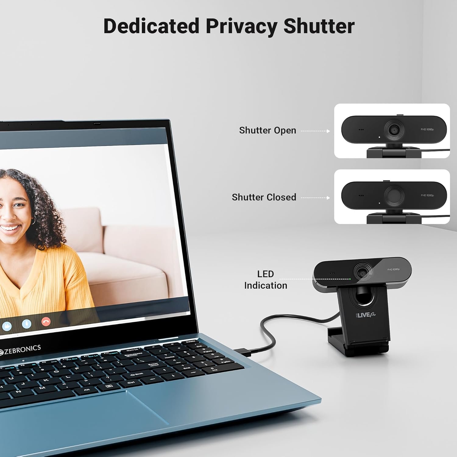 Zebronics FHD USB Webcam, 30FPS, 2P2G Lens, Auto-White Balance, Built-in... - Image 9