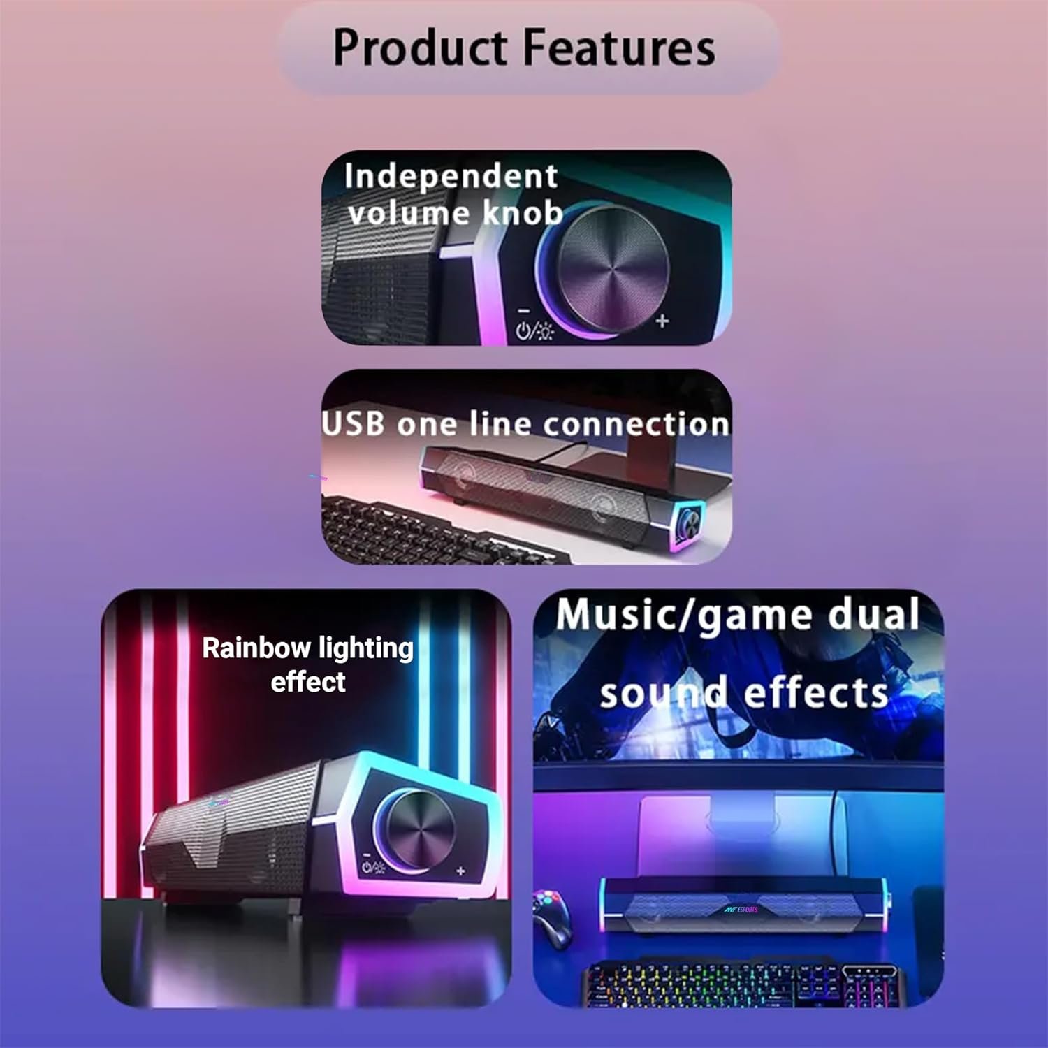 Ant Esports GS370SB Gaming Speakers for Desktop Monitor, Dynamic RGB... - Image 6