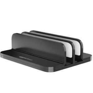 amazon basics Vertical Laptop Stand | Space-Saving Design | Scratch-Resistant | Fits All Laptops Up to 17.3 inches (43.94 cm) - Open Box