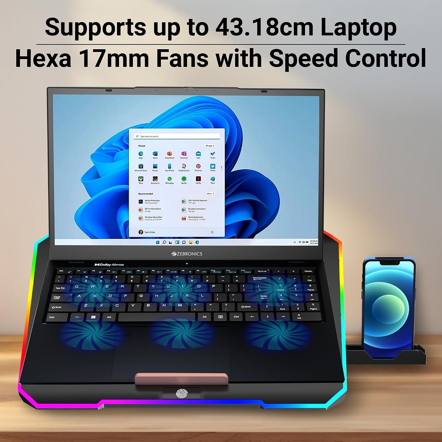 ZEBRONICS NC6500D Laptop Cooling Pad with Support up to 17-inch... - Image 5