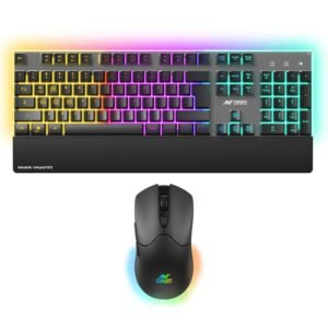 Ant Esports KM500 Pro Wireless Gaming Keyboard and Mouse Combo, LED Backlit Rechargeable 2000mAh Battery, Mechanical Feel Anti- Ghosting Keyboard (Black) - Open Box
