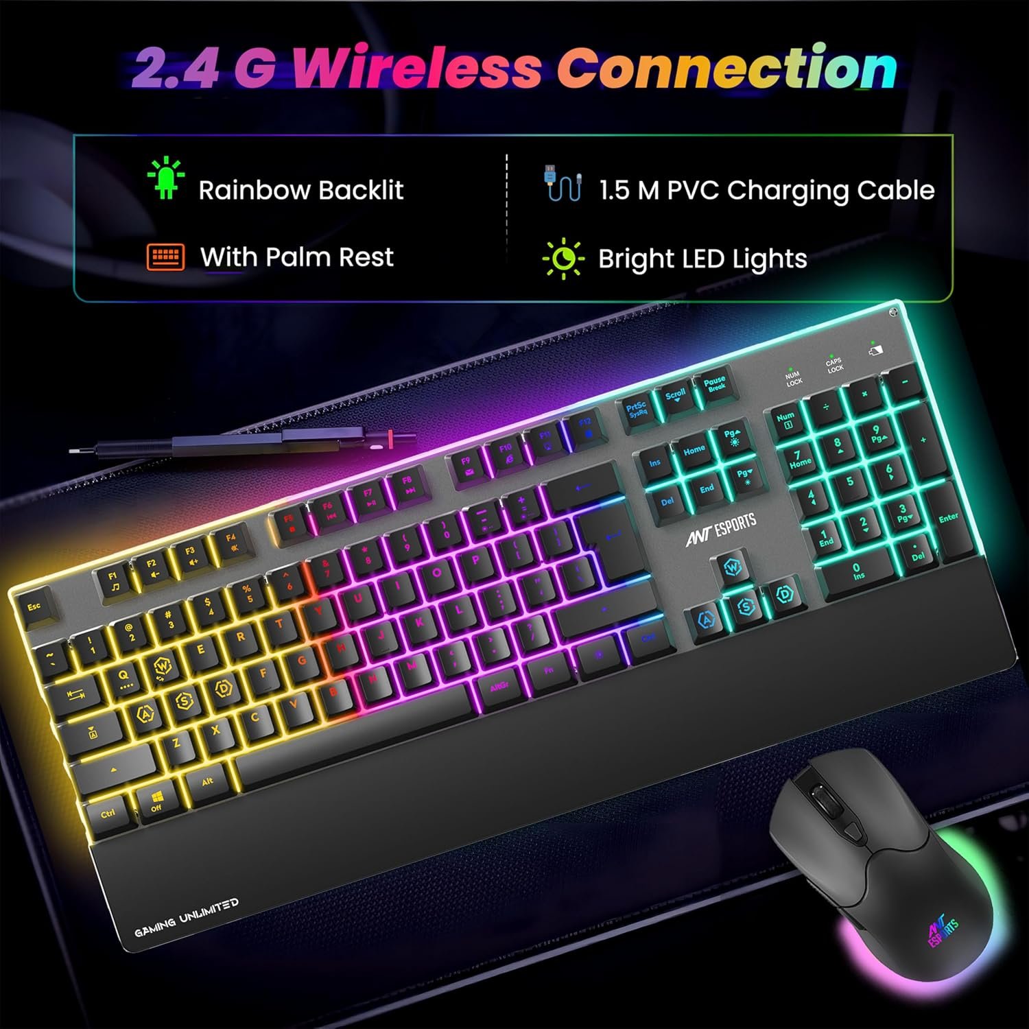 Ant Esports KM500 Pro Wireless Gaming Keyboard and Mouse Combo,... - Image 7