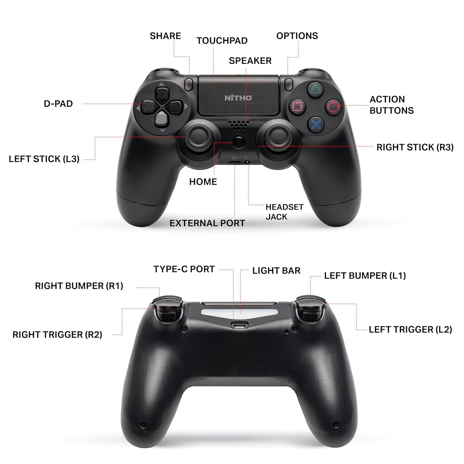 NiTHO PADMATE Wireless Gamepad Controller for PS4, PC, PS3, Steam... - Image 2