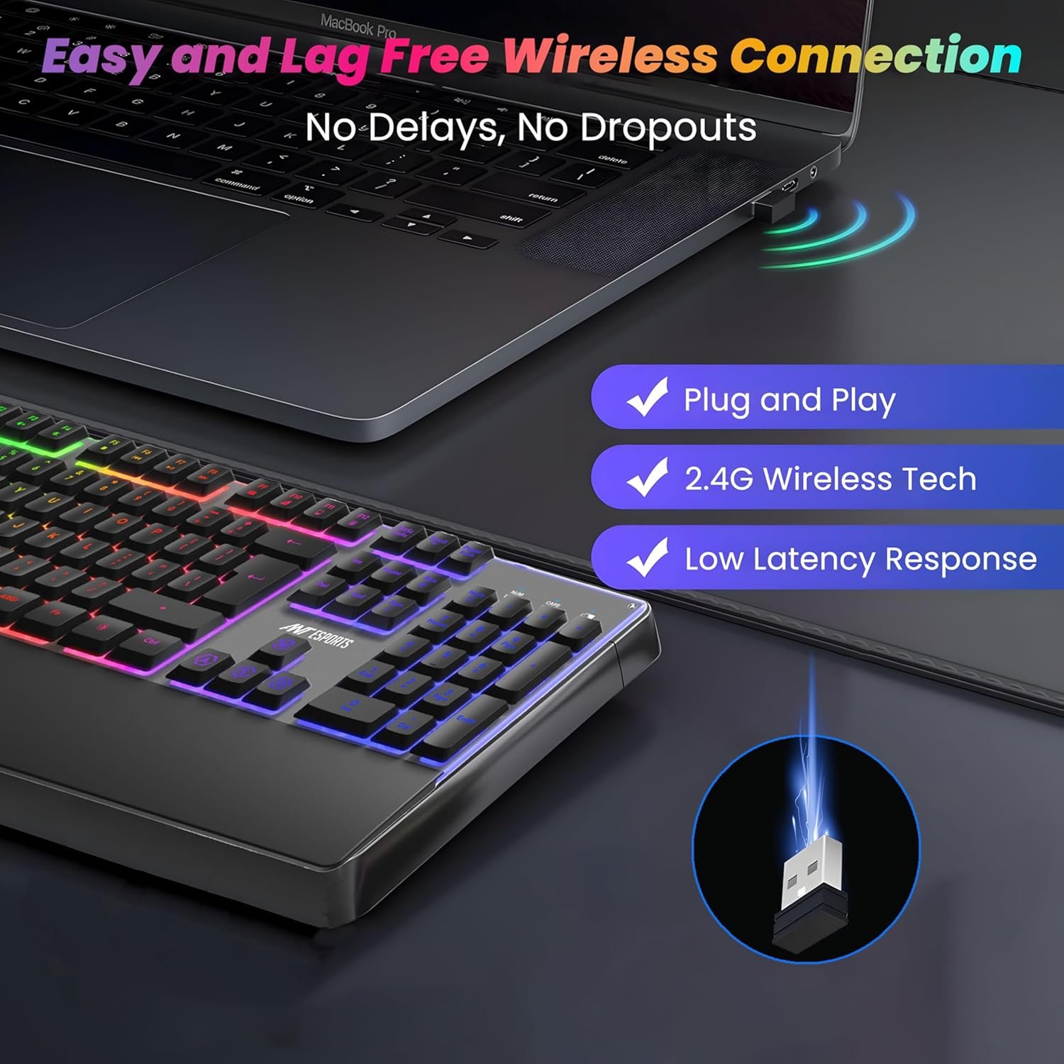 Ant Esports KM500 Pro Wireless Gaming Keyboard and Mouse Combo,... - Image 2