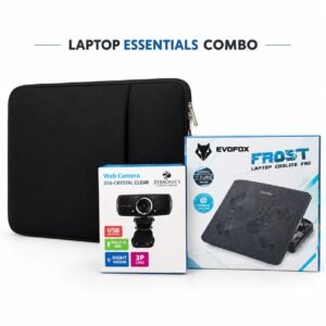 3-in-1 Laptop Essentials Combo – Dyazo 15.6-Inch Laptop Sleeve, Zebronics Webcam & EvoFox Frost Cooling Pad Combos Offer