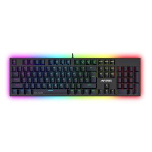 Ant Esports MK3400 V3 Pro Mechanical Gaming Keyboard RGB LED 104 Keys Blue Switch Anti Ghosting Full Size Wired USB PC Keyboard (Black) - Open box